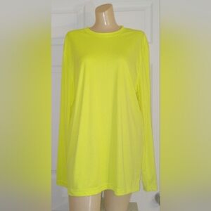 NWOT Unisex Size L Hanes Neon Yellow Long Sleeved T-Shirt
